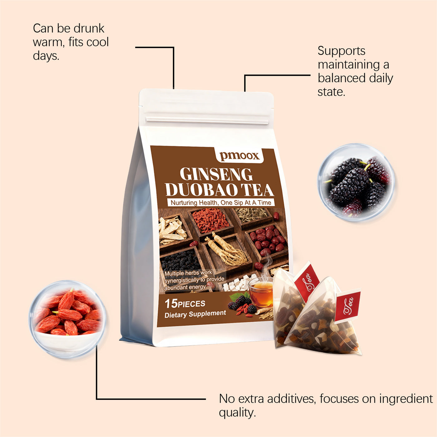 Ginseng kruidenthee voor de gezondheid - 15 stuks